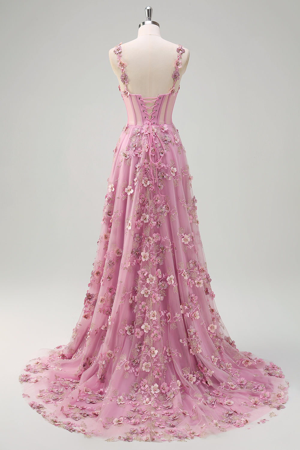 Taro Purple A-Line Off The Shoulder Applique Long Formal Dress with Slit