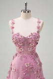 Taro Purple A-Line Off The Shoulder Applique Long Formal Dress with Slit