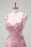 Taro Purple A-Line Off The Shoulder Applique Long Formal Dress with Slit
