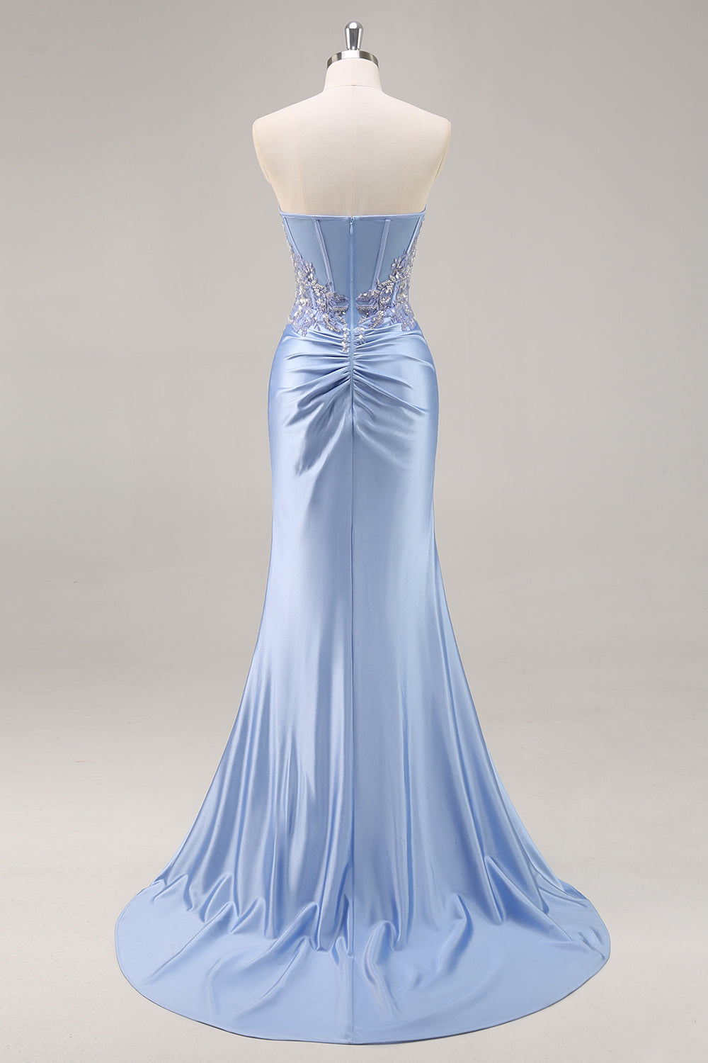 Sparkly Dark Green Strapless Mermaid Long Formal Dress with Slit