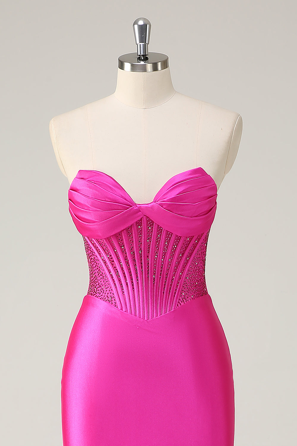 Fuchsia Mermaid Strapless Corset Formal Dress
