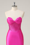 Fuchsia Mermaid Strapless Corset Formal Dress