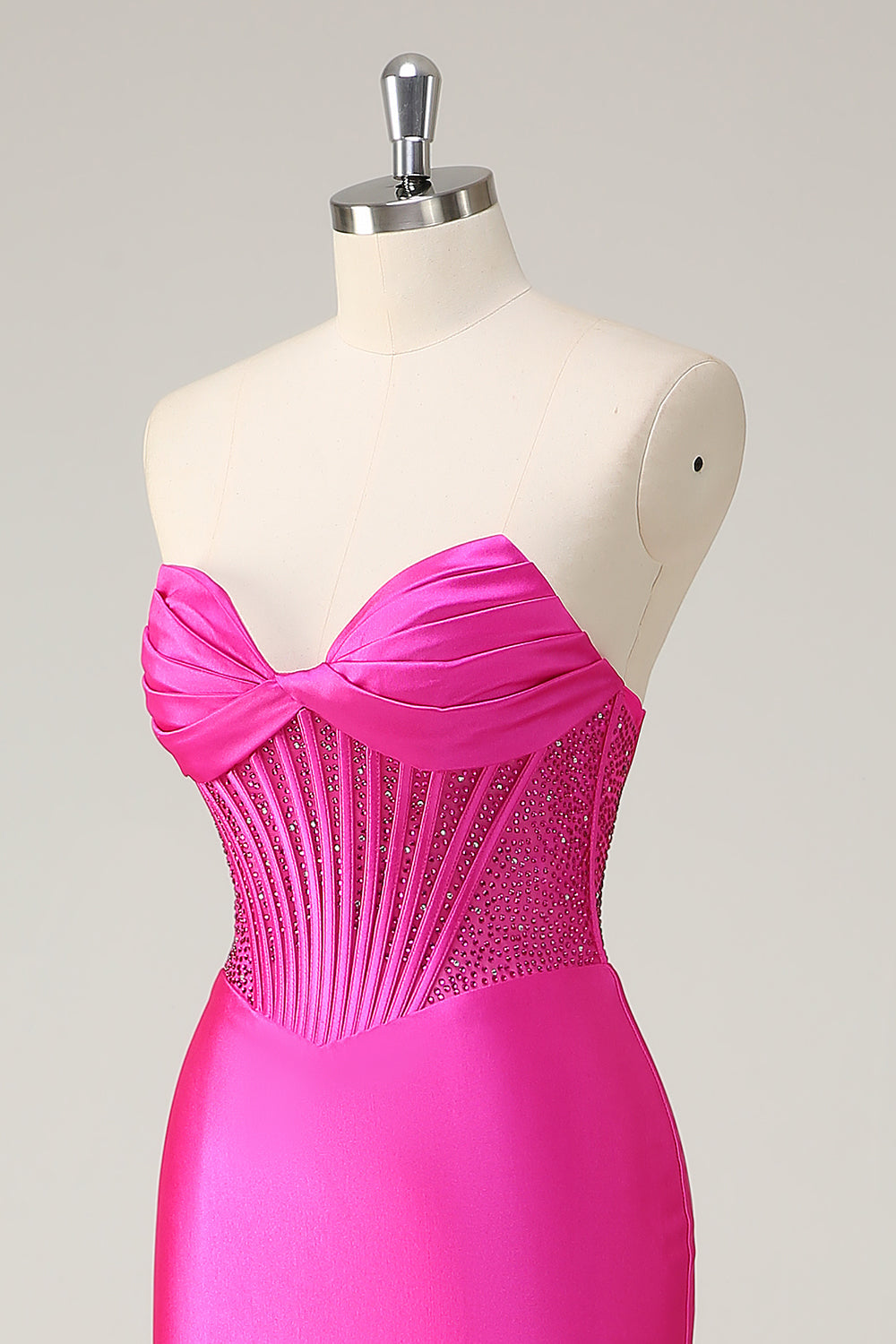 Fuchsia Mermaid Strapless Corset Formal Dress