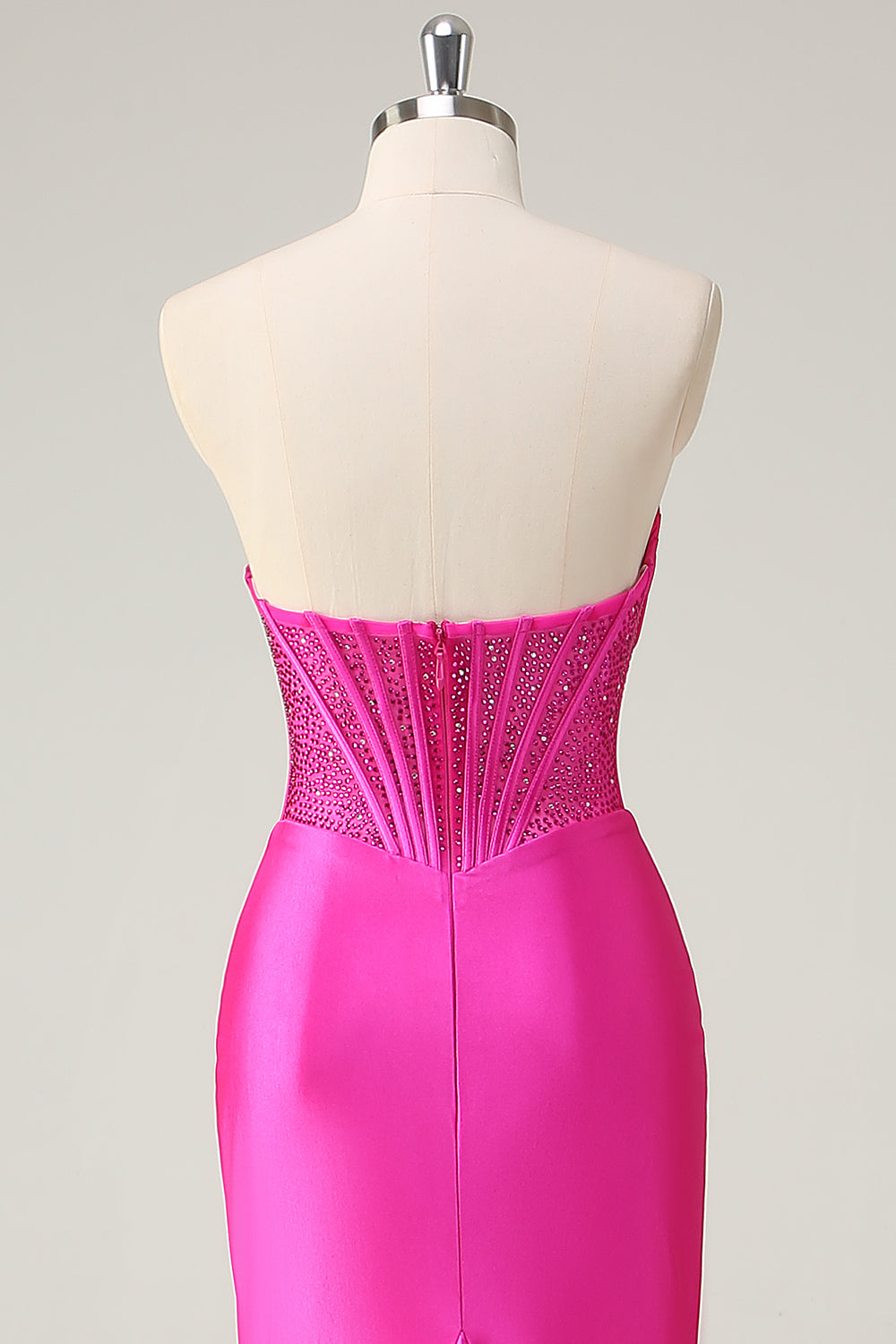 Fuchsia Mermaid Strapless Corset Formal Dress