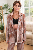 Sparkly Dusty Rose Velvet Notched Lapel Sequins 2 Pieces Women Suits