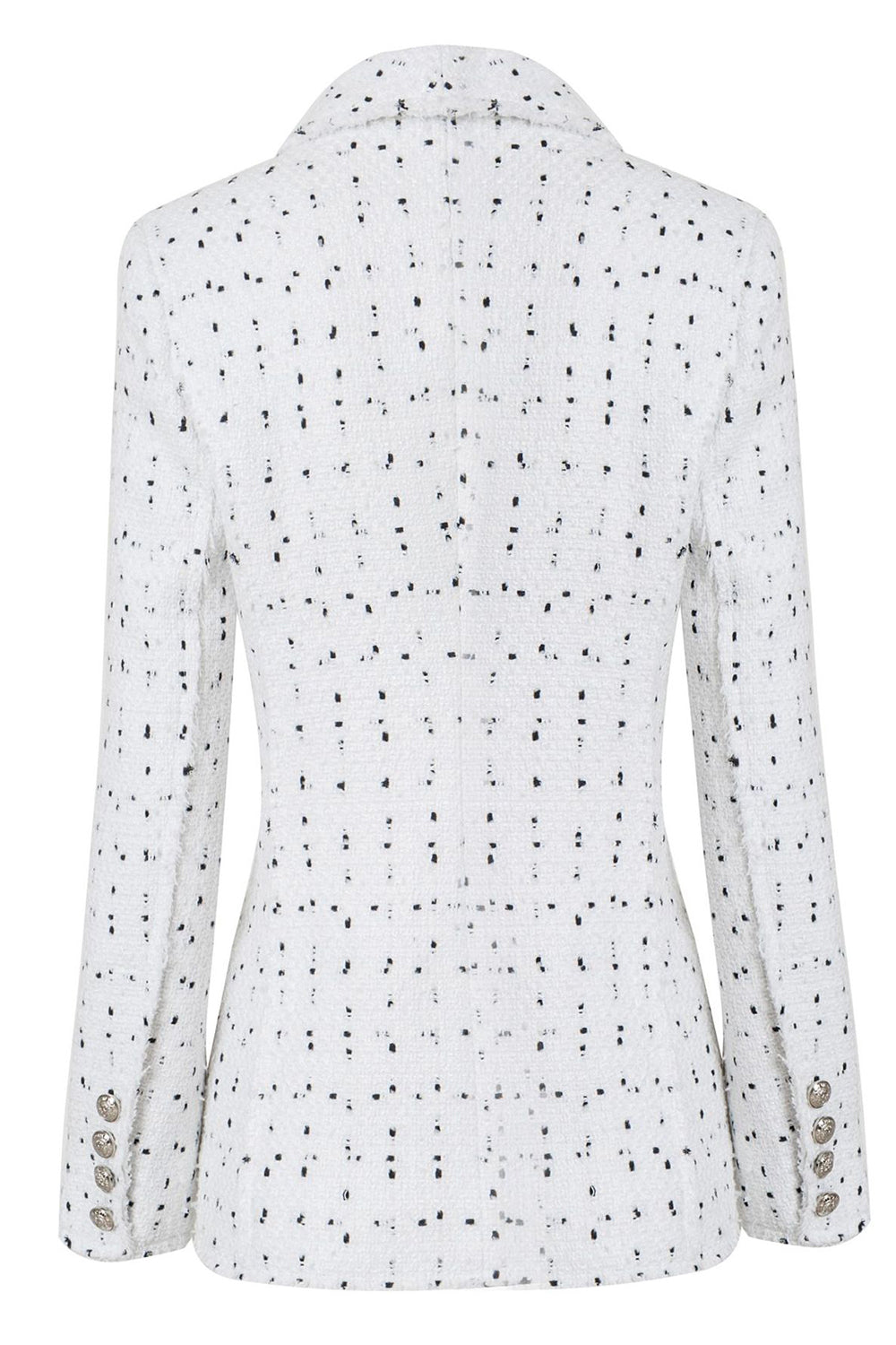 White Double Breasted Dotted Midi Women's Blazer