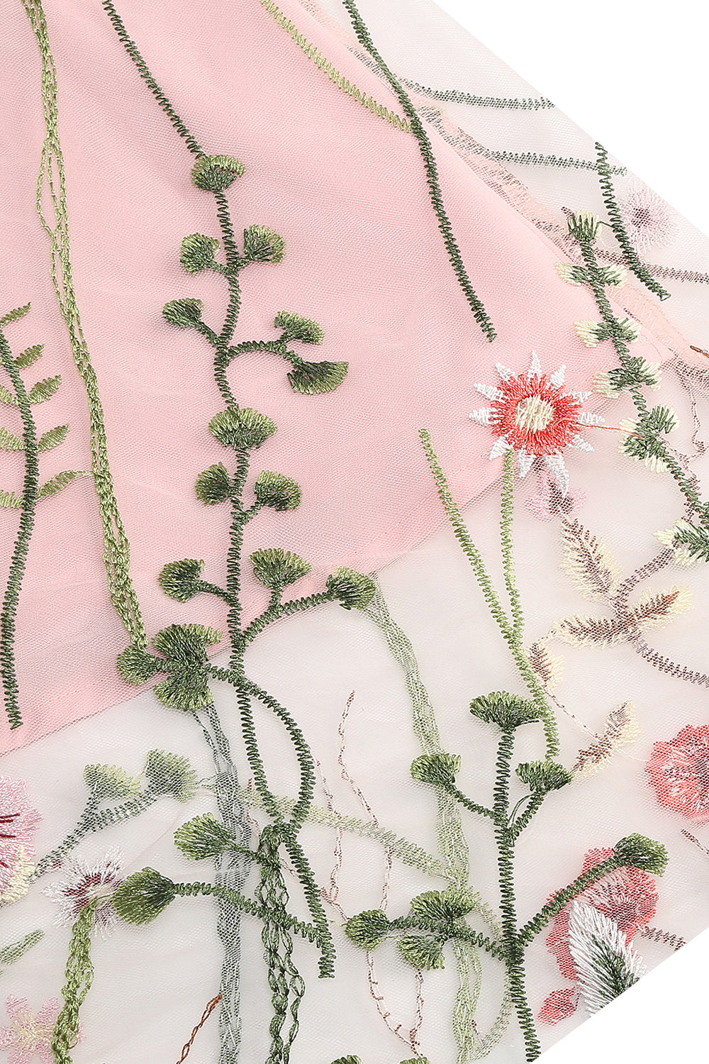 Apricot A Line Printed Tulle 1950s Dress with Short Sleeves