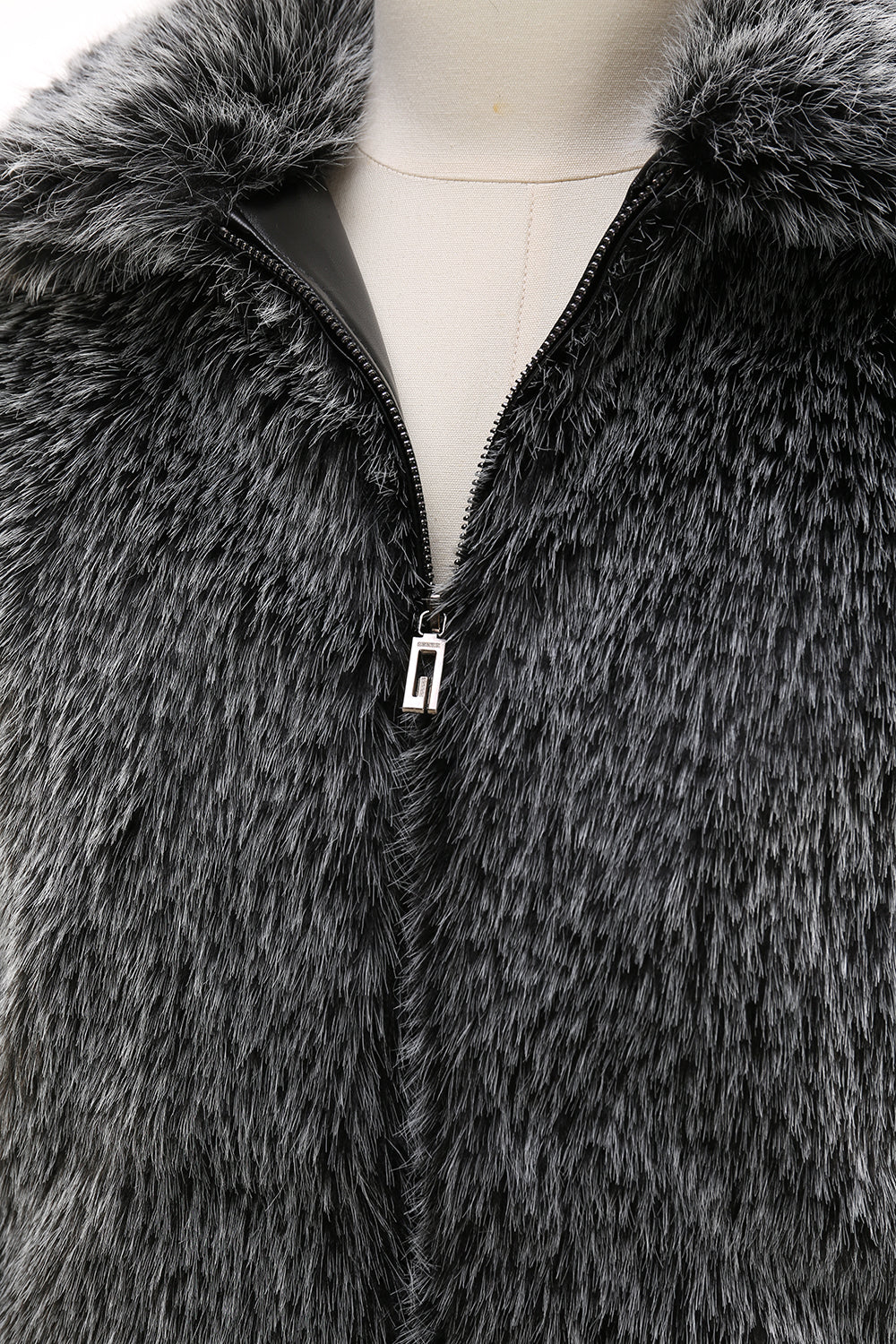 Dark Grey Faux Fur Turn Collar Short Men Coat