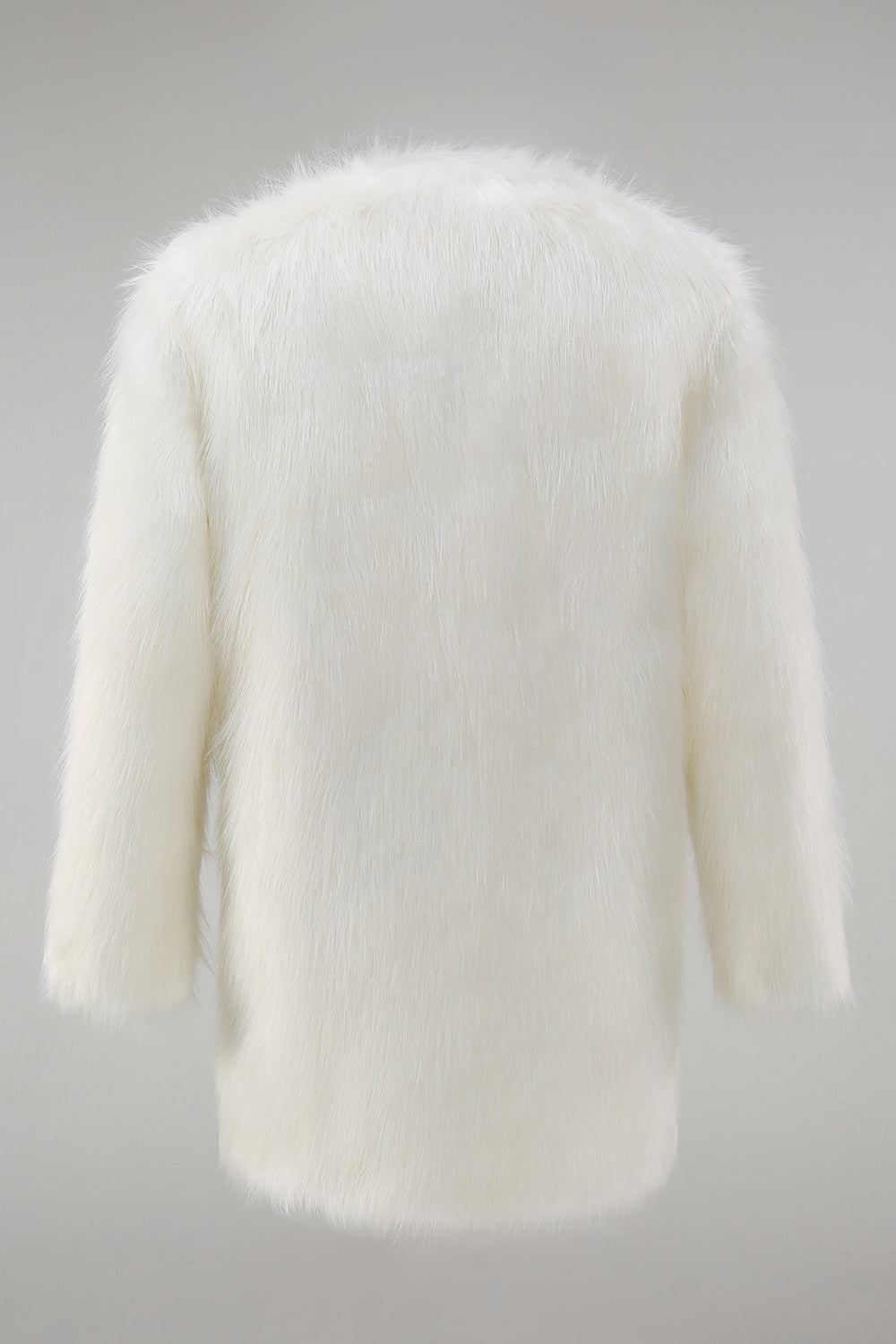 White Fluffy Faux Fur Long Sleeves Men's Coat