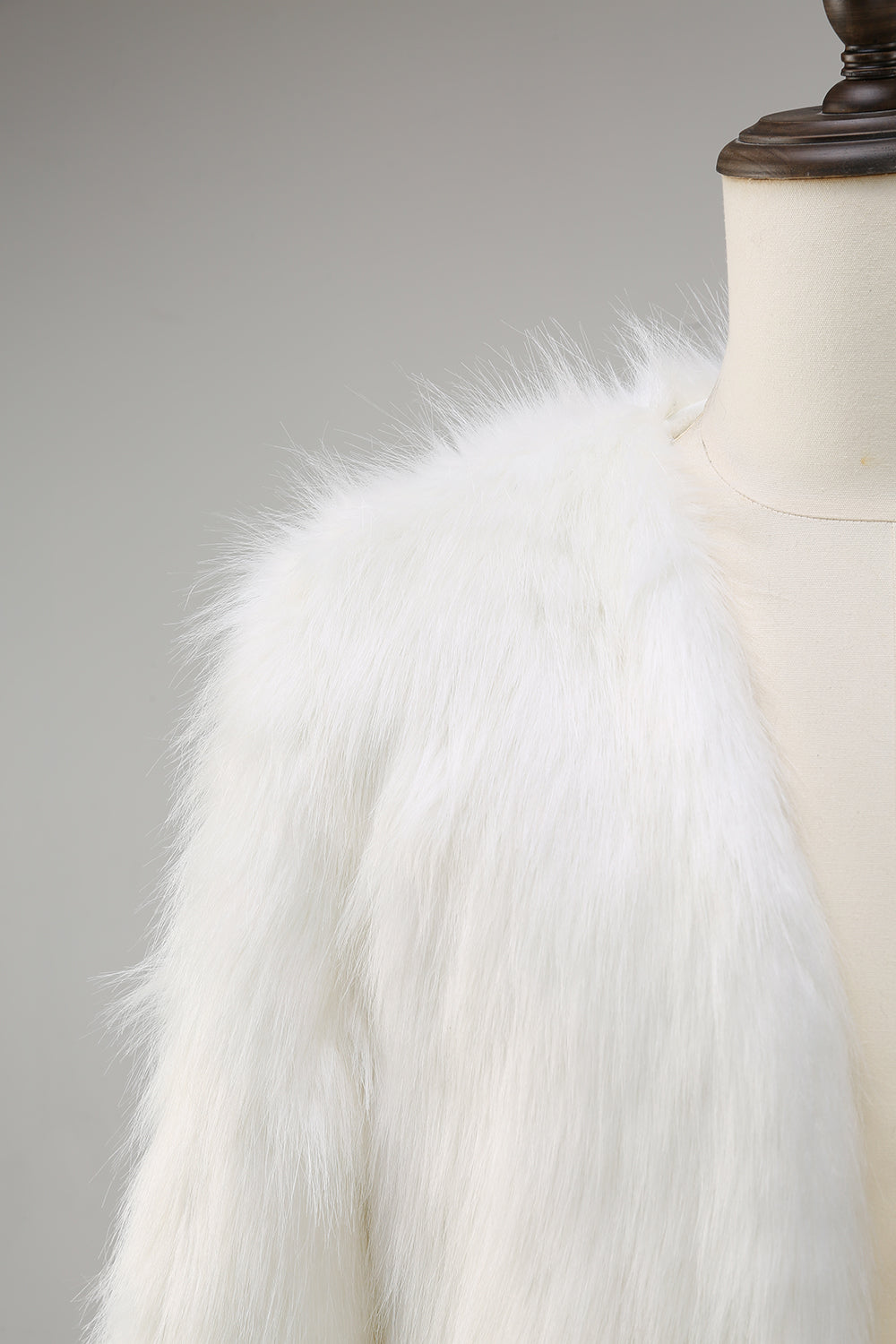 White Fluffy Faux Fur Long Sleeves Men's Coat