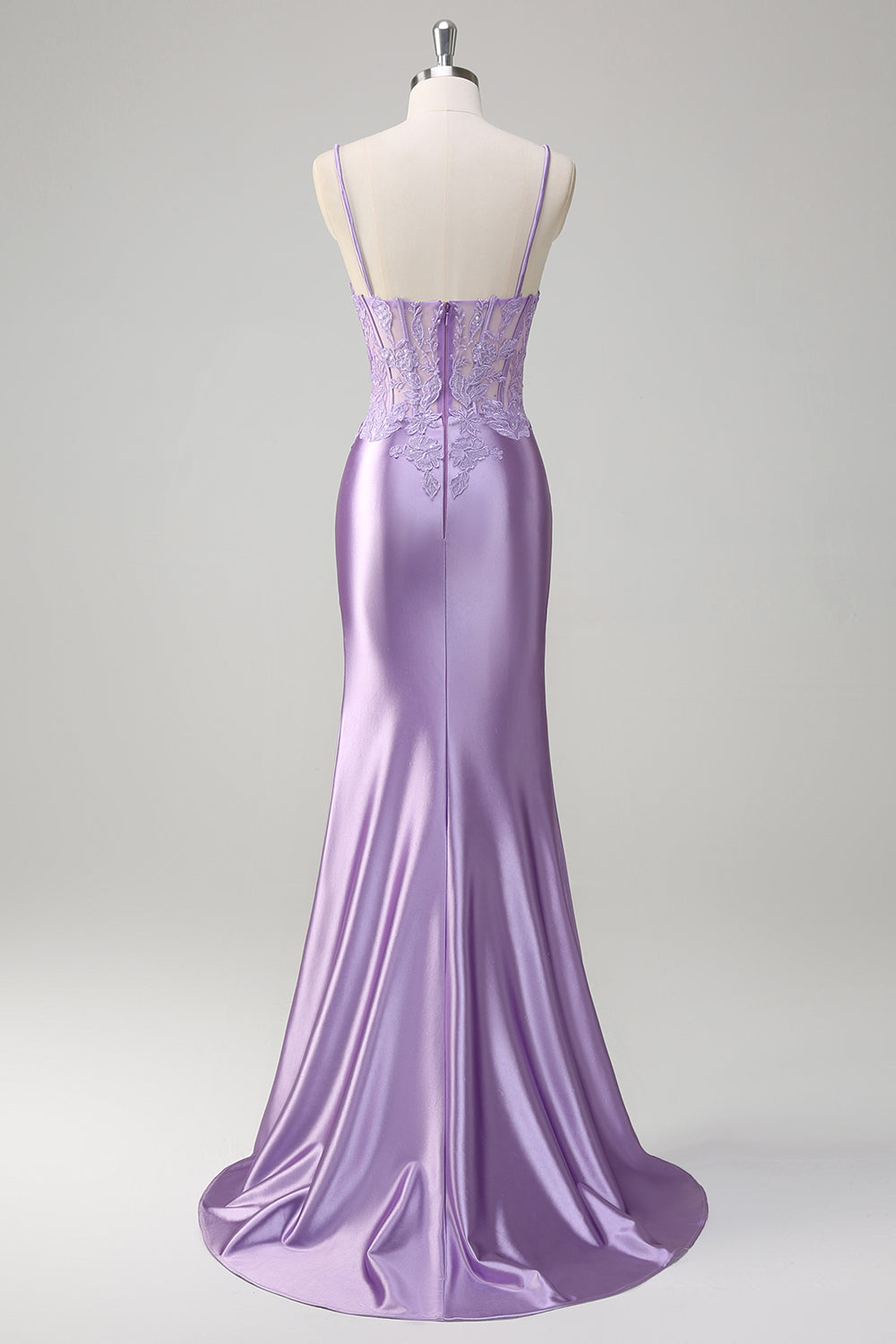 Lilac Mermaid Spaghetti Straps Long Formal Dress with Appliques