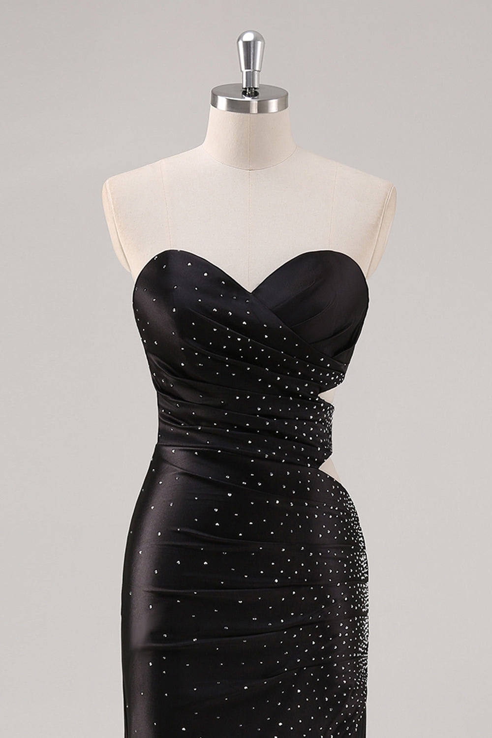 Sparkly Sweetheart Black Sheath Formal Dress with Slit