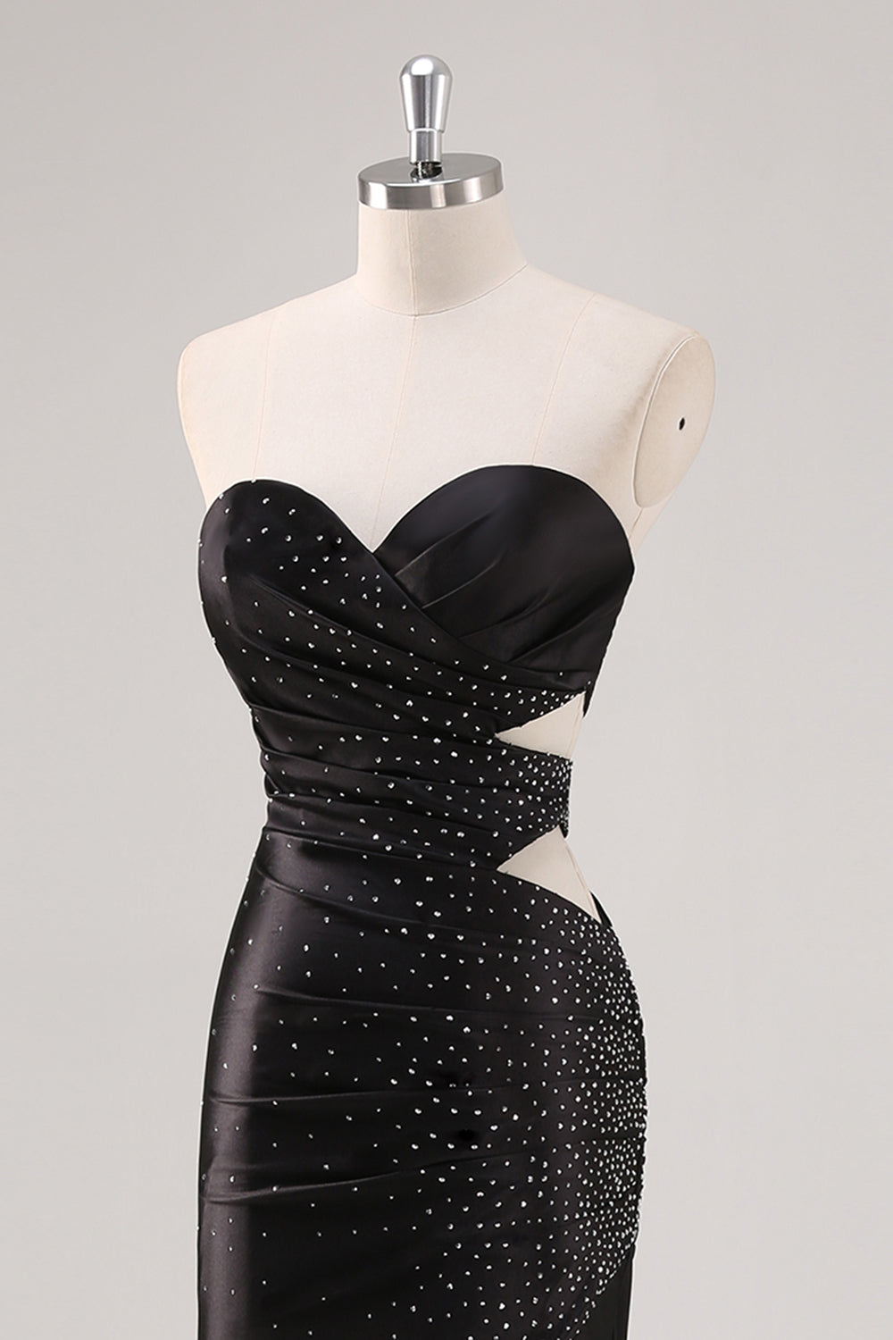 Sparkly Sweetheart Black Sheath Formal Dress with Slit