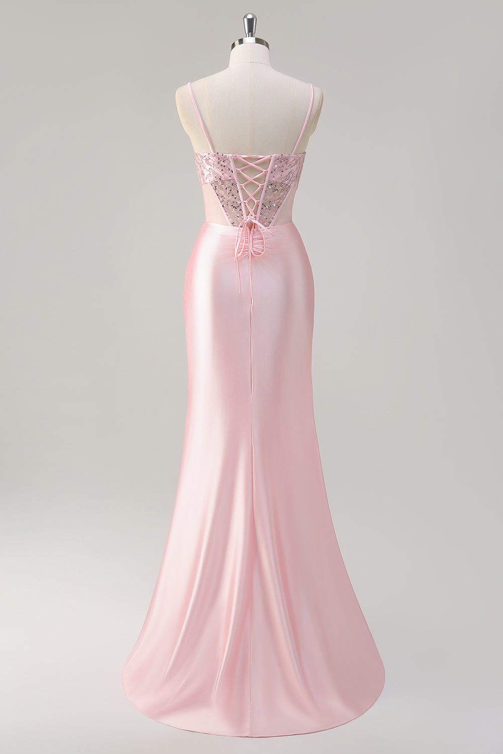 Sparkly Mermaid Pink Long Sequin Formal Dress with Slit