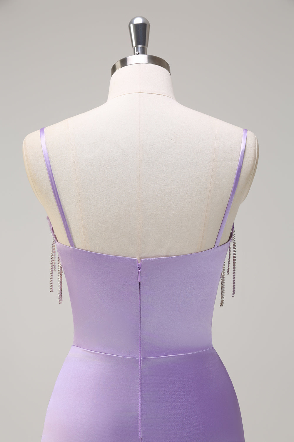 Lilac Mermaid Spaghetti Straps Ruched Corset Long Formal Dress With Beading