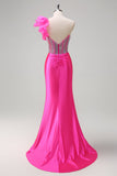 Sparkly Lilac Mermaid Beaded Corset One Shoulder Long Formal Dress