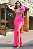 Sparkly Lilac Mermaid Beaded Corset One Shoulder Long Formal Dress