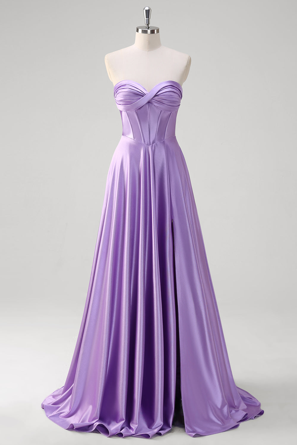 Purple A Line Sweetheart Corset Long Formal Dress