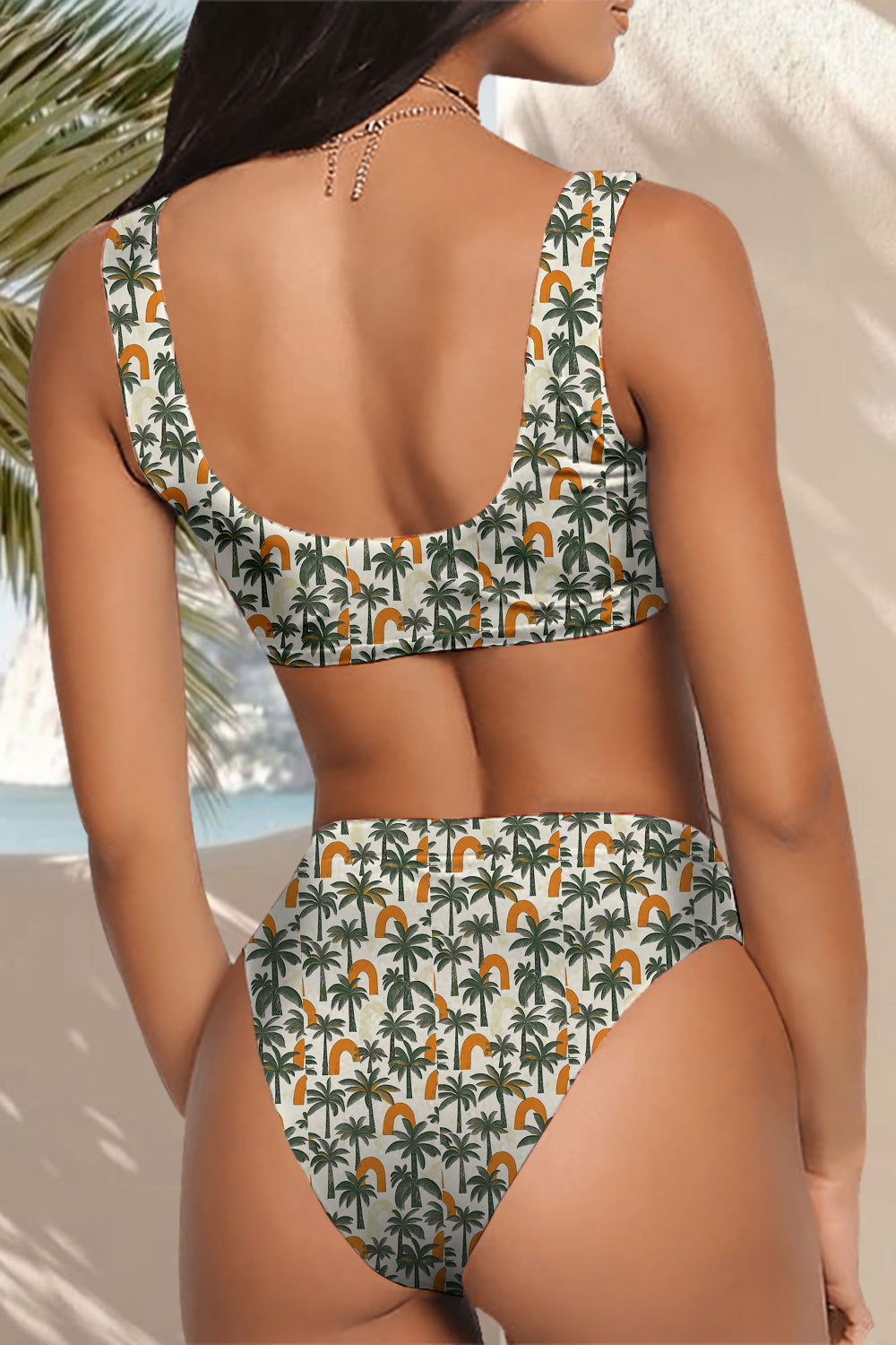 Green Printed Boho High Waisted Bikini Sets