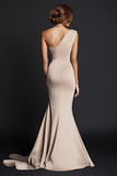 Mermaid Khaki One Shoulder Long Formal Dress