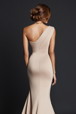Mermaid Khaki One Shoulder Long Formal Dress