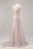 Satin Khaki One Shoulder Mermaid Long Formal Dress