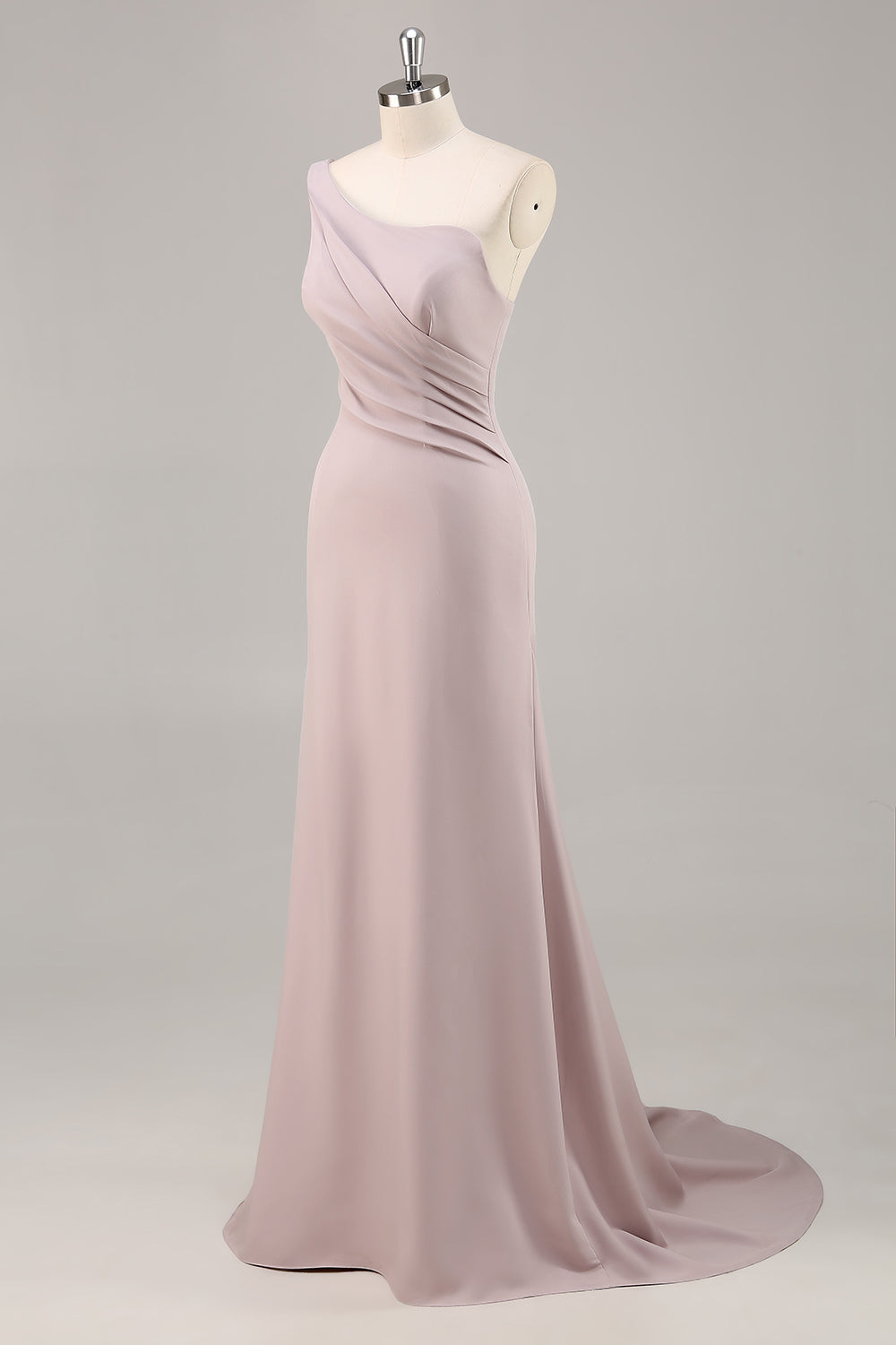 Satin Khaki One Shoulder Mermaid Long Formal Dress