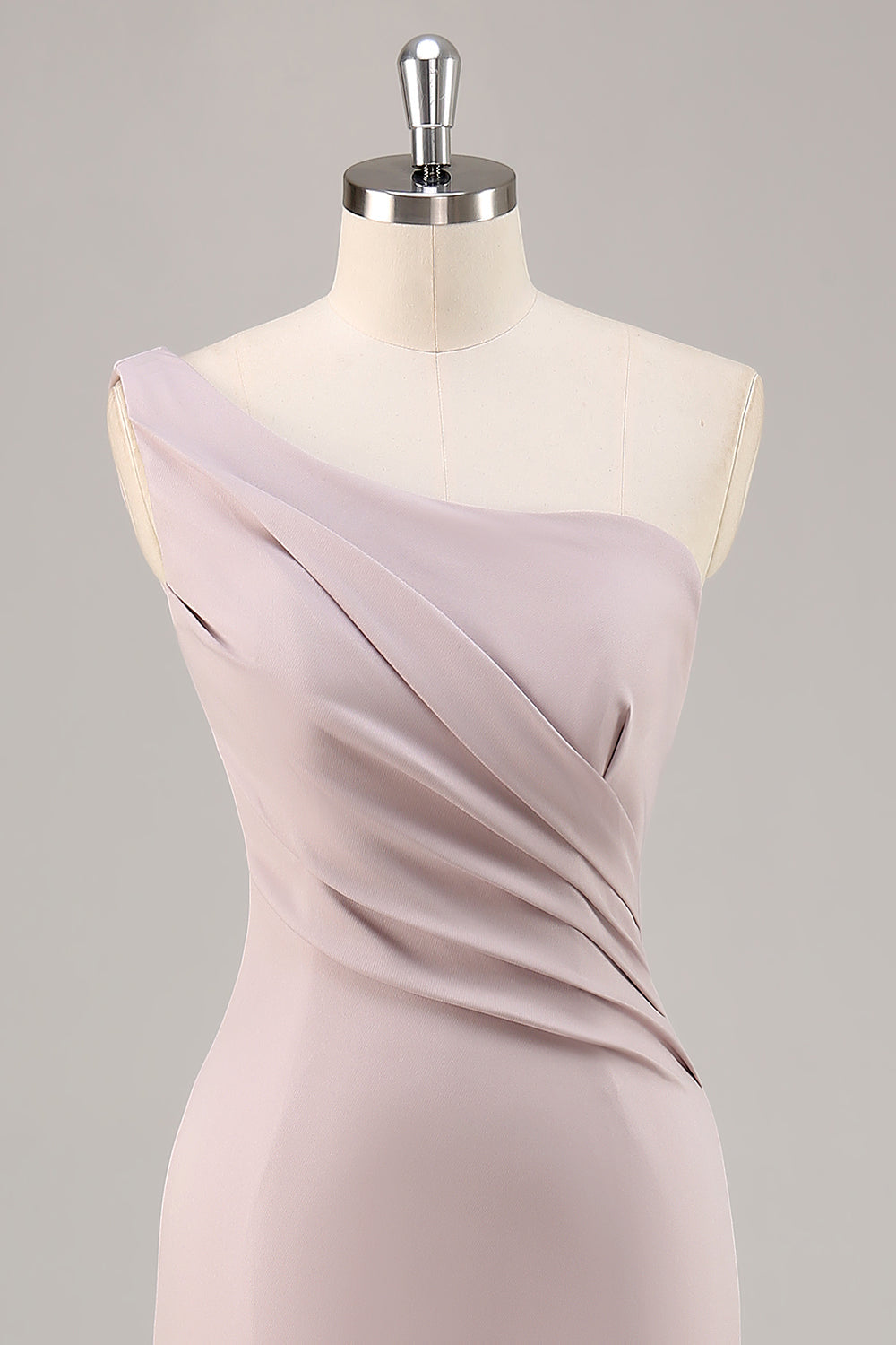 Satin Khaki One Shoulder Mermaid Long Formal Dress