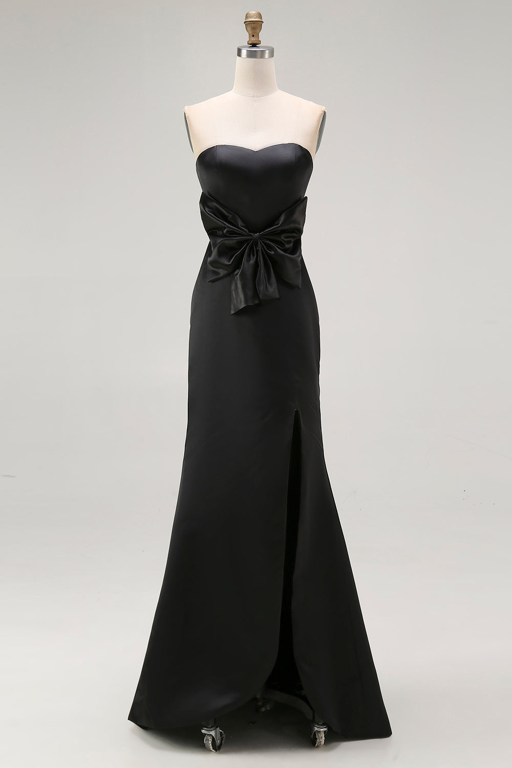 Strapless Mermaid Black Long Formal Dress with Slit