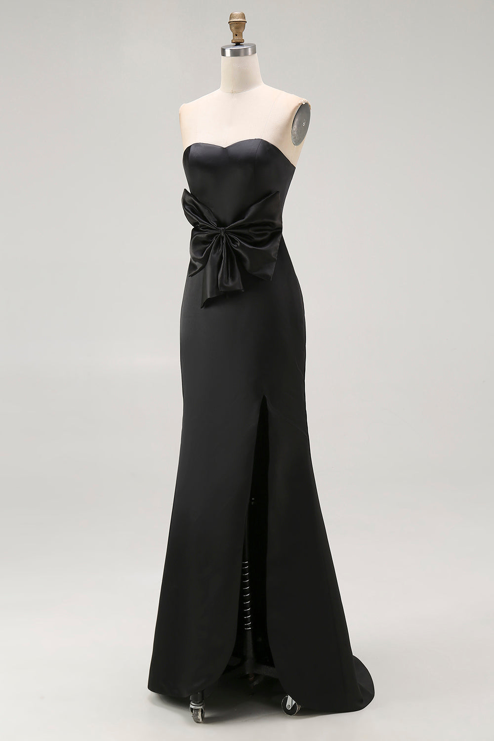 Strapless Mermaid Black Long Formal Dress with Slit