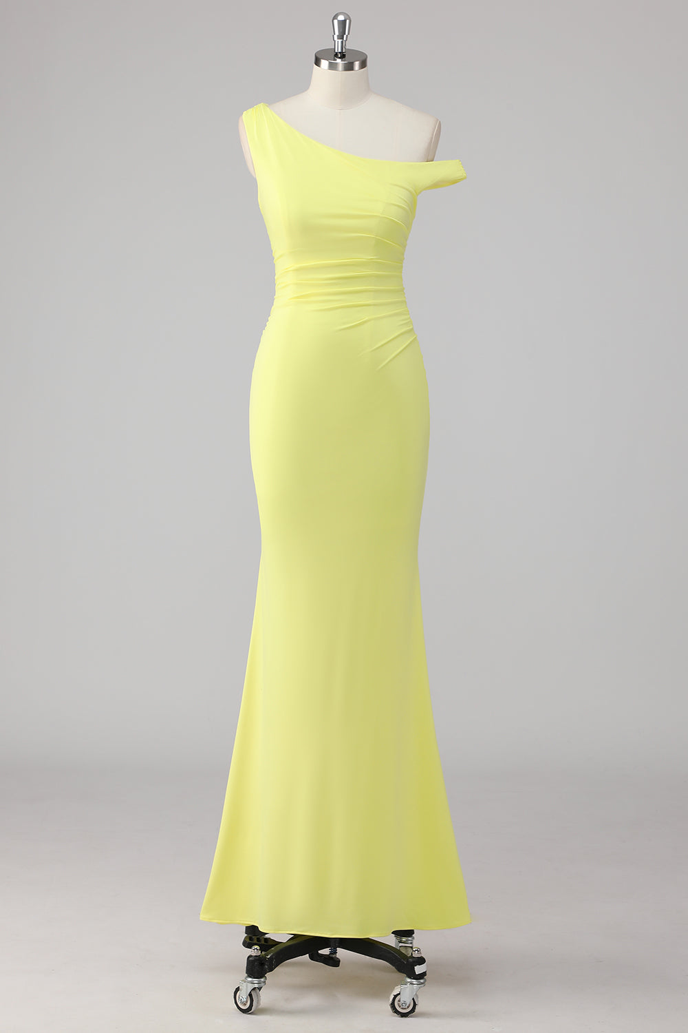 Simple Lemon Mermaid One Shoulder Long Formal Dress