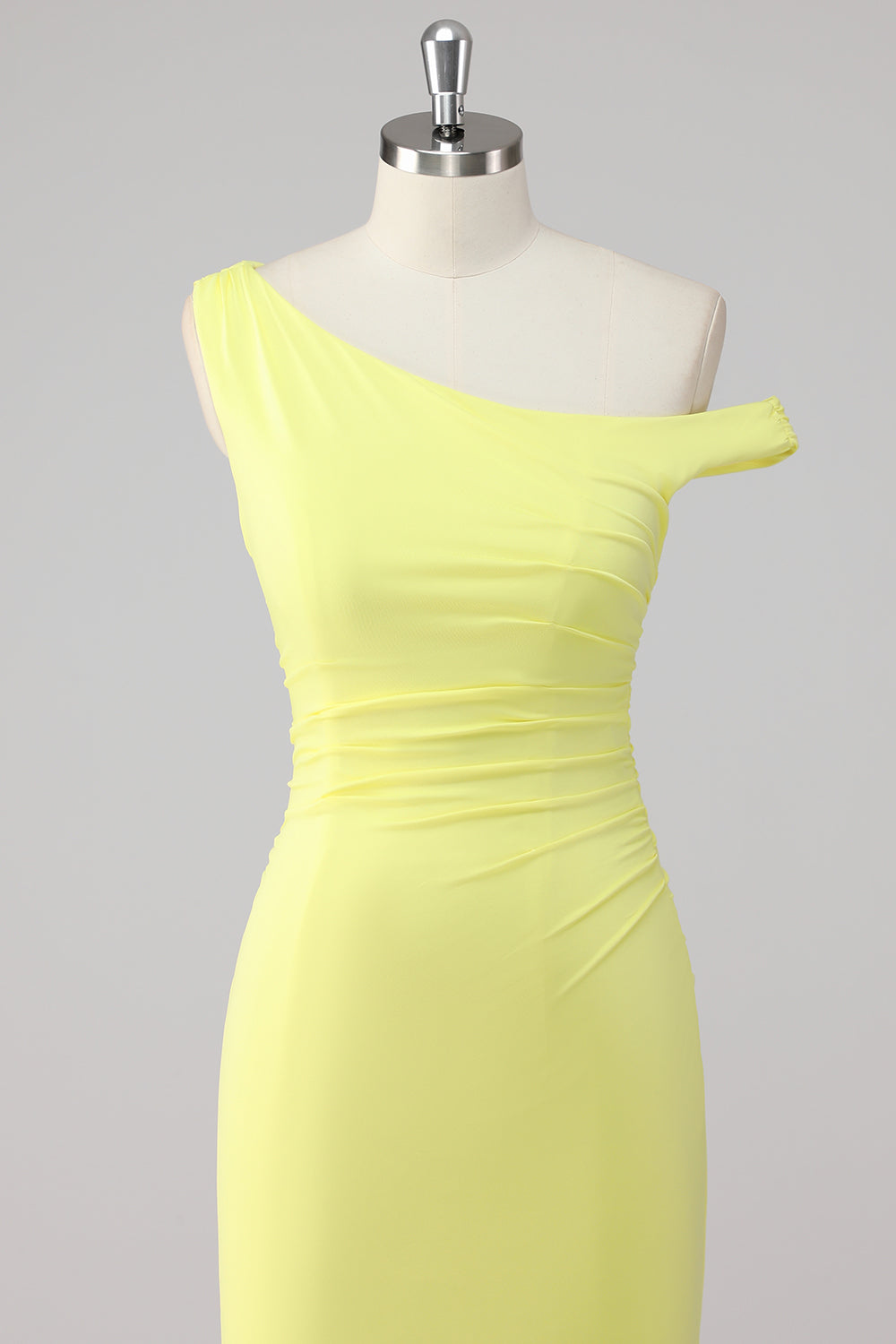 Simple Lemon Mermaid One Shoulder Long Formal Dress