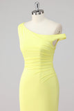 Simple Lemon Mermaid One Shoulder Long Formal Dress