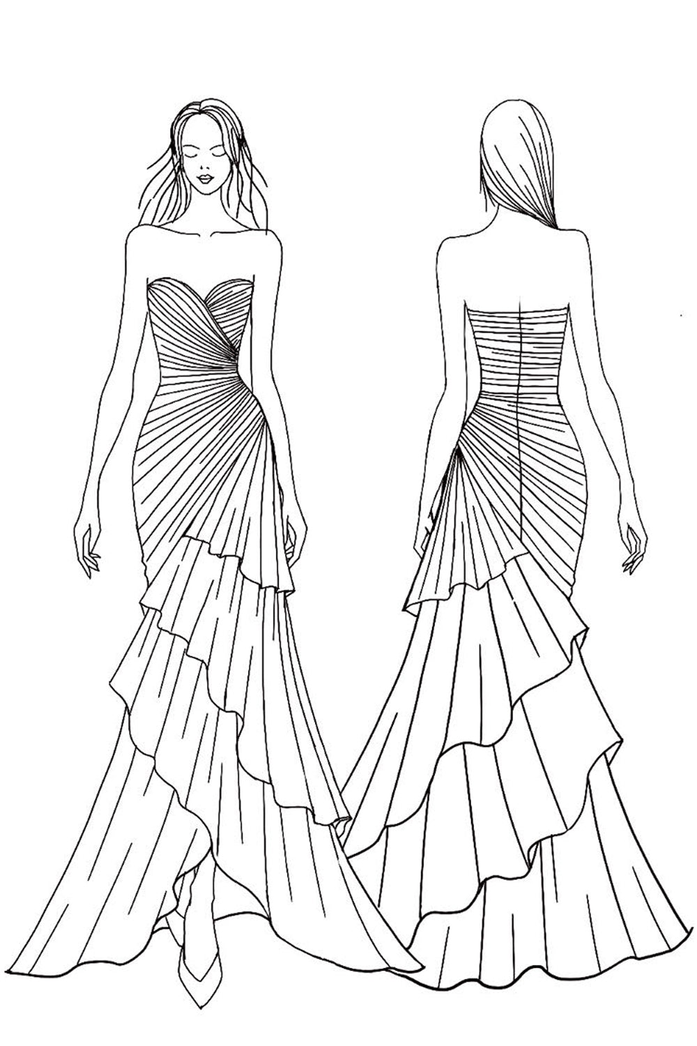 Collective Dress - Dark Brown Sweetheart Ruched Ruffled Formal Dress image 5