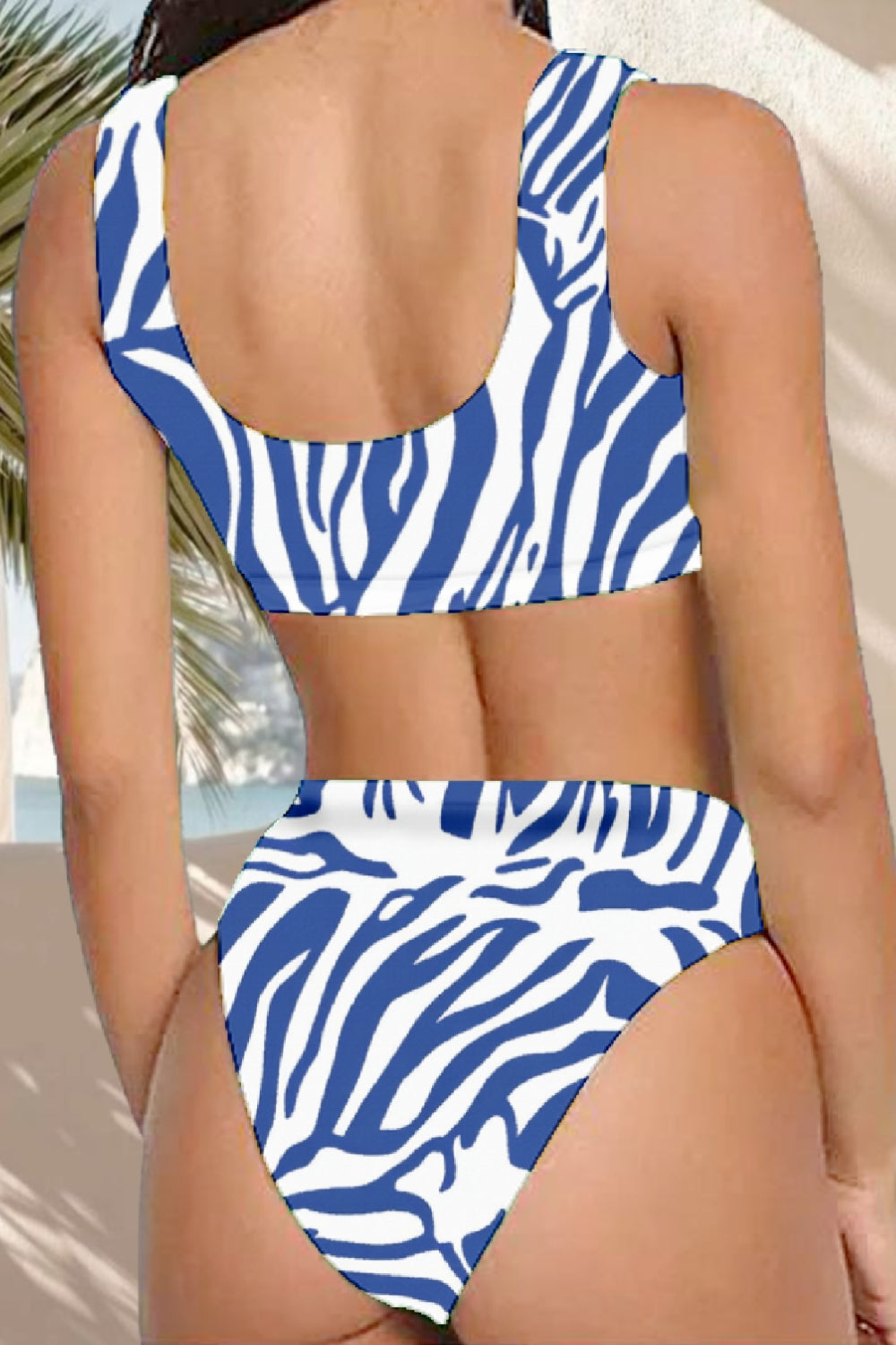 Black Square Neck Printed Swimsuits