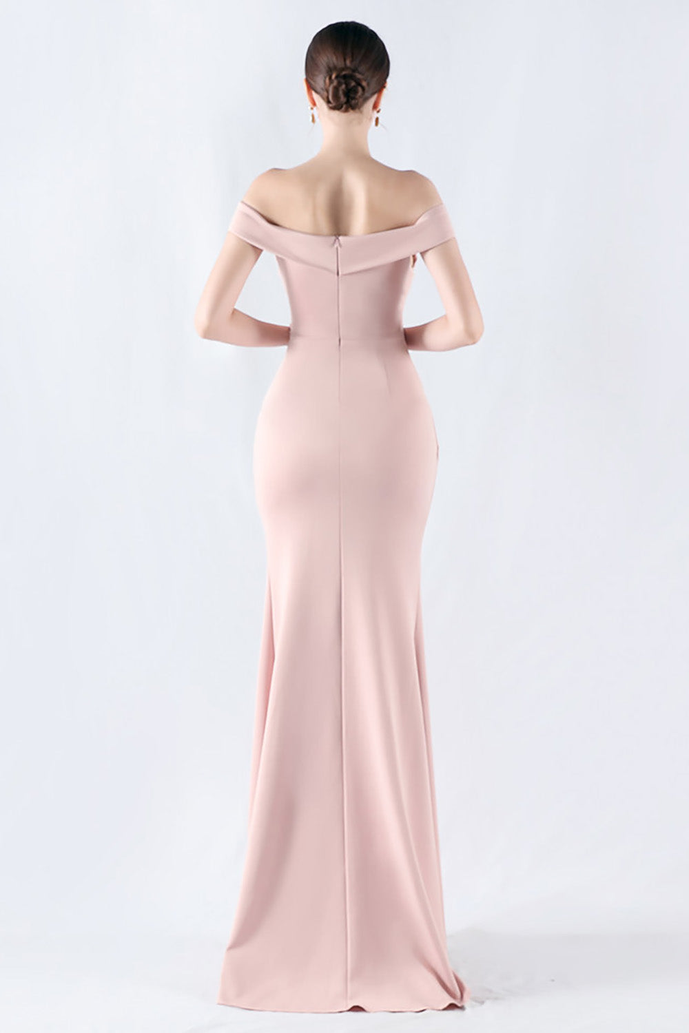 Burgundy Mermaid Off The Shoulder Long Formal Dress With Slit