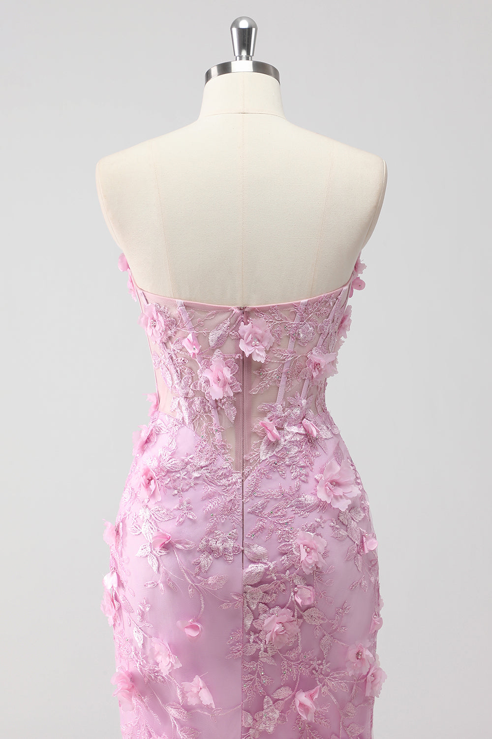 Lilac Strapless Corset Applique Mermaid Long Formal Dress with Slit