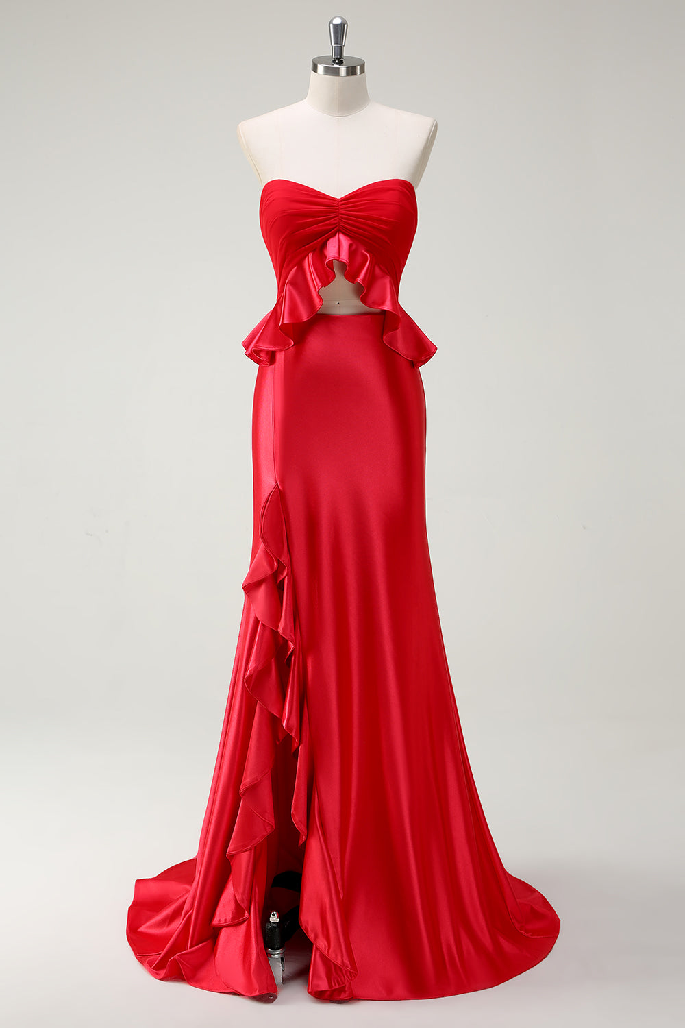 Red Sweetheart Mermaid Long Formal Dress with Slit