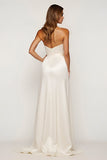 Ivory Sweetheart A Line Sweep Train Wedding Dress with Slit