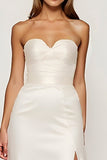 Ivory Sweetheart A Line Sweep Train Wedding Dress with Slit