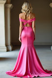 Simple Fuchsia Off The Shoulder Mermaid Long Formal Dress