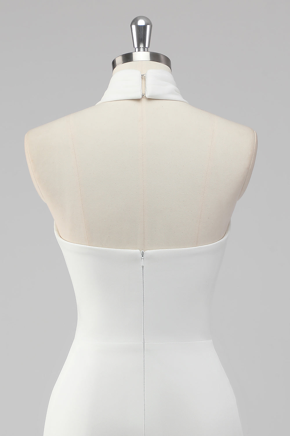 White Bodycon Halter Neck Satin Short Graduation Dress