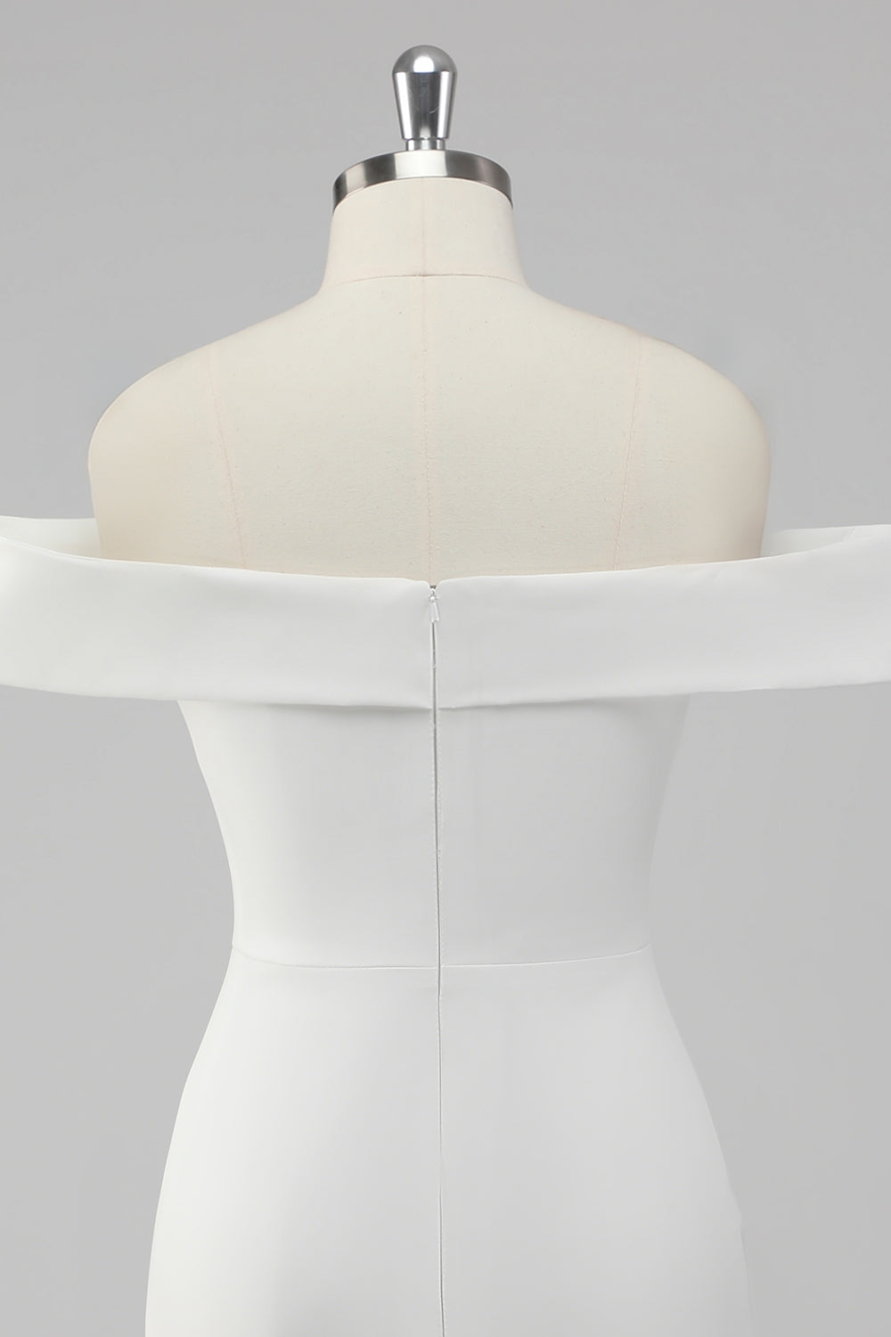 White Bodycon Off the Shoulder Satin Short Graduation Dress