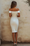 Chic Bodycon Satin White Off the Shoulder Short Graduation Dress