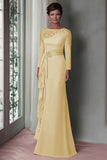 Black Sheath Satin Long Mother Of The Bride Dress with Sleeves