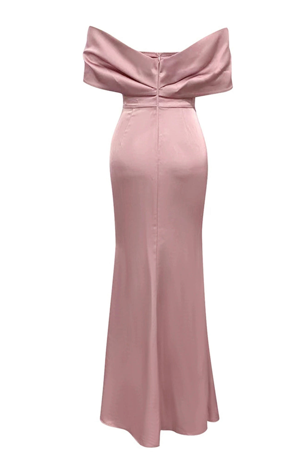 Sparkly Grey Pink Sheath Ruched Long Formal Dress with Slit
