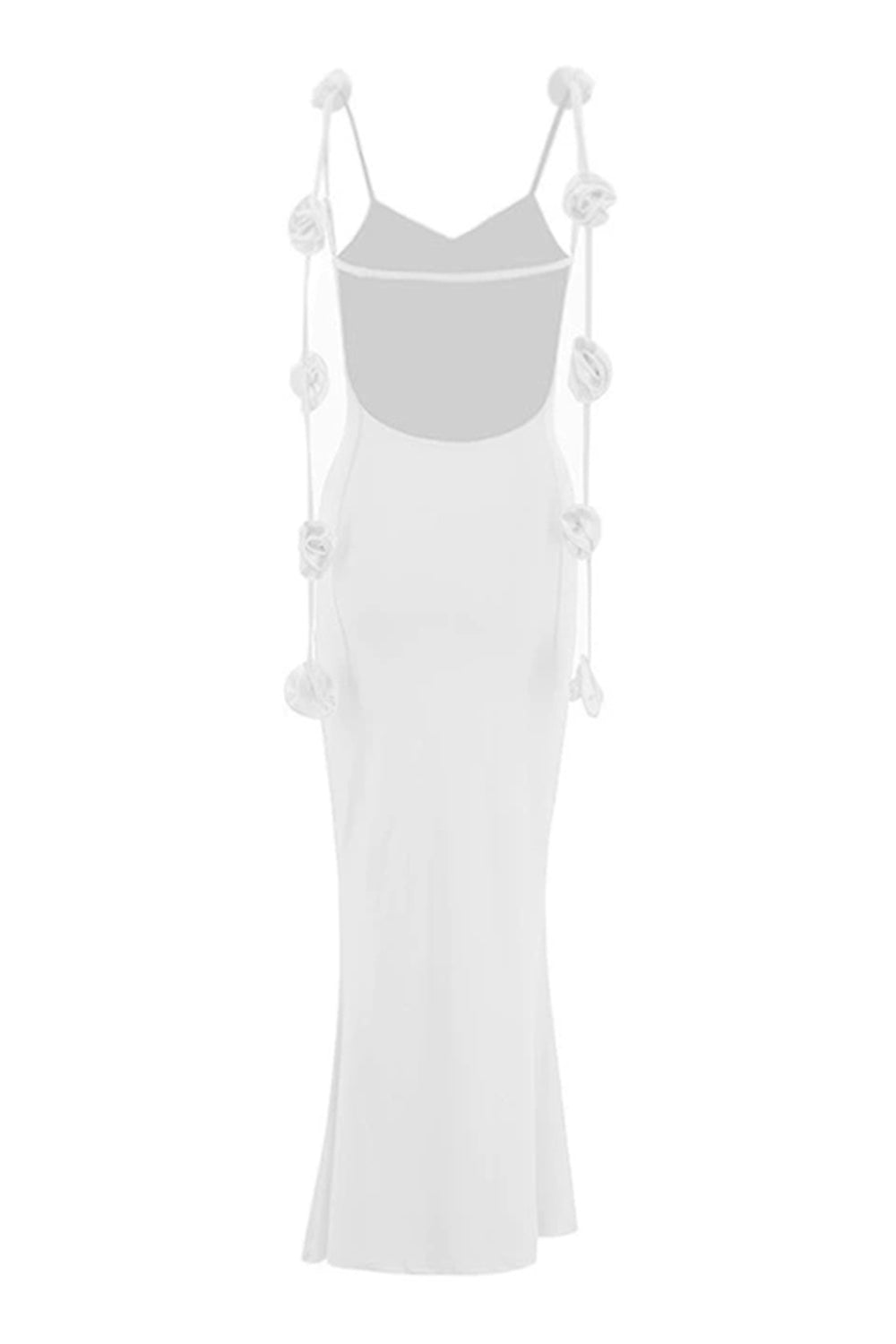 White Mermaid Spaghetti Straps Backless Formal Dress