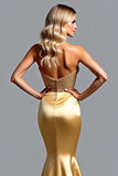 Golden Mermaid Sweetheart Formal Dress With Slit