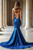 Royal Blue Mermaid Deep V-Neck Formal Dress
