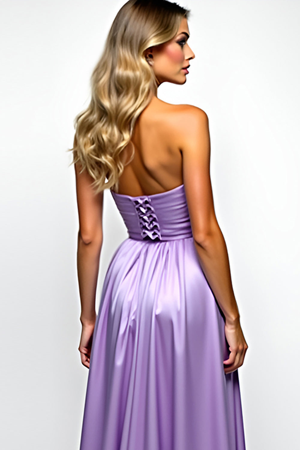 Purple A Line Sweetheart Satin Long Formal Dress with Slit